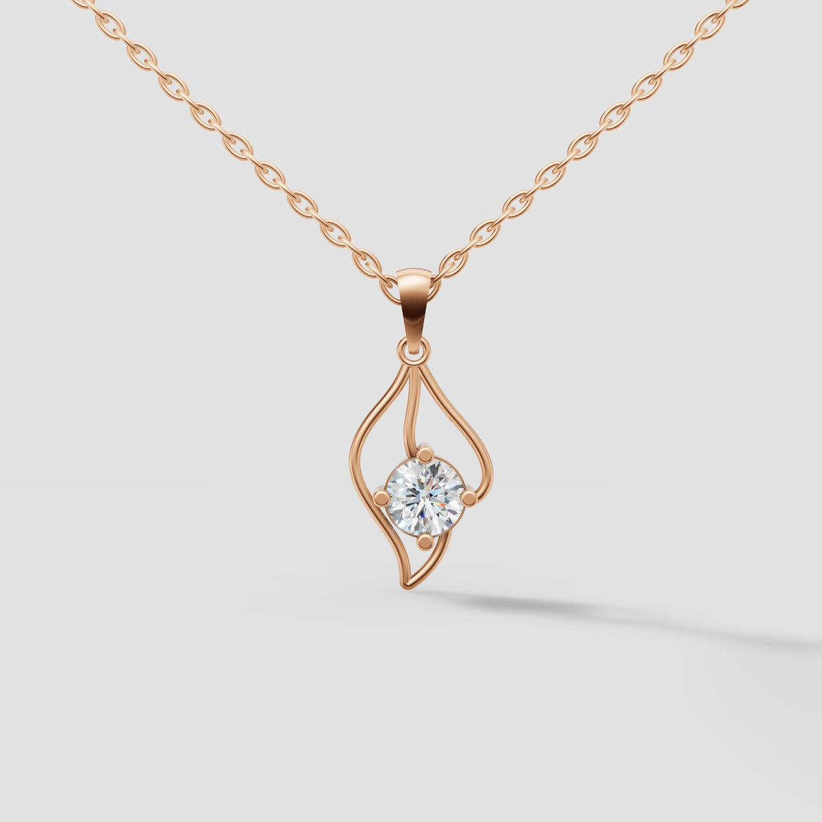 Flame Solitaire Pendant in Rose Gold
