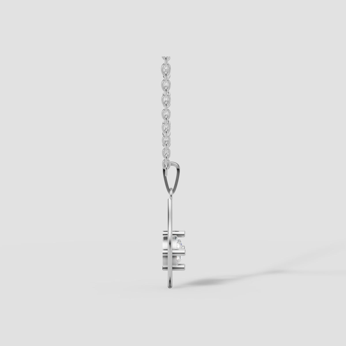 Flame Solitaire Pendant in White Gold