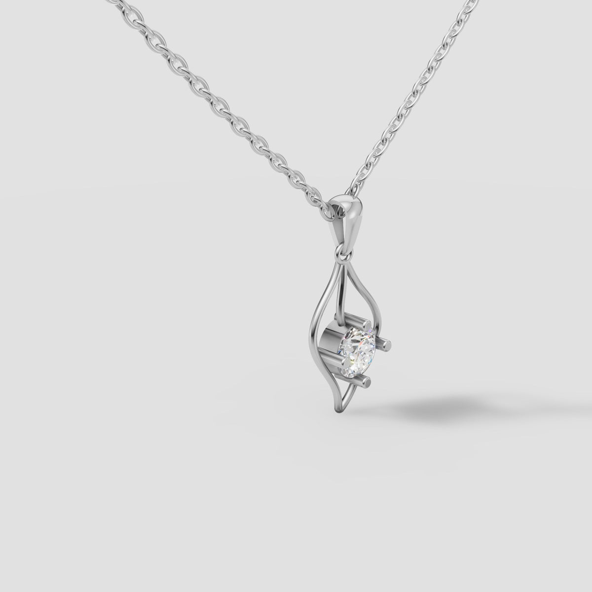 Flame Solitaire Pendant in White Gold