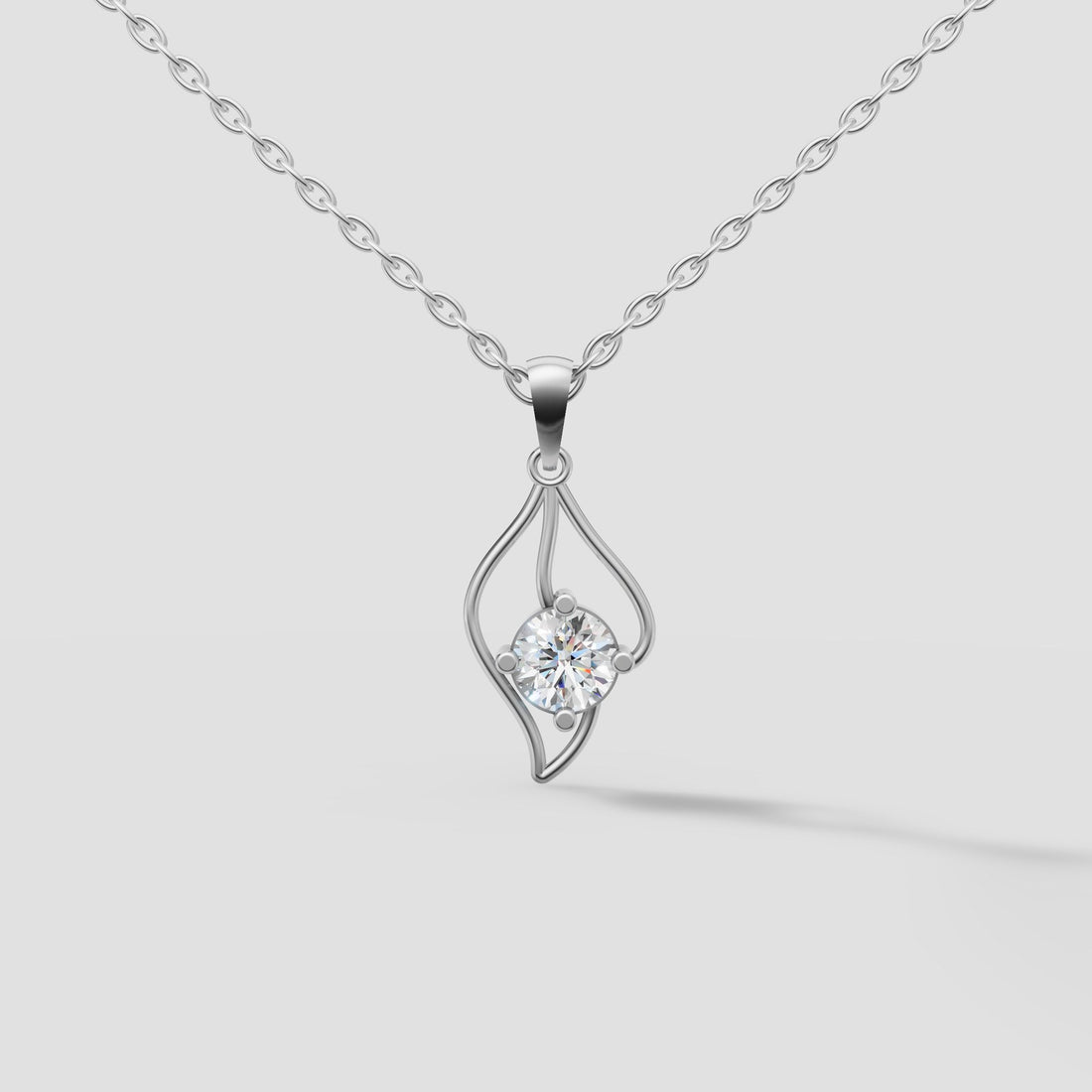 Flame Solitaire Pendant in White Gold