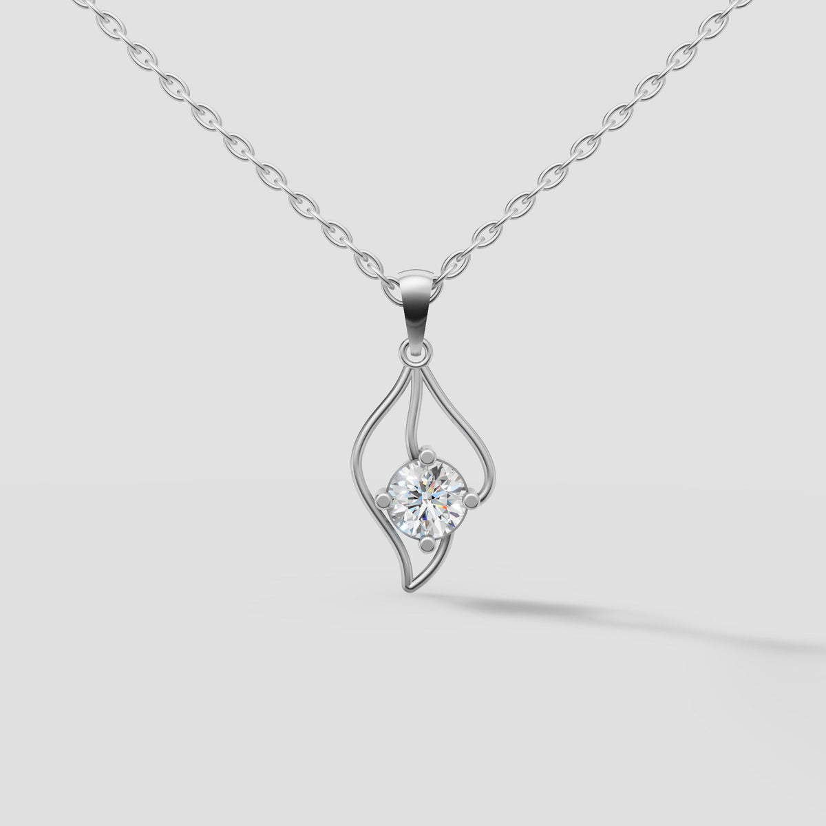 Flame Solitaire Pendant in White Gold