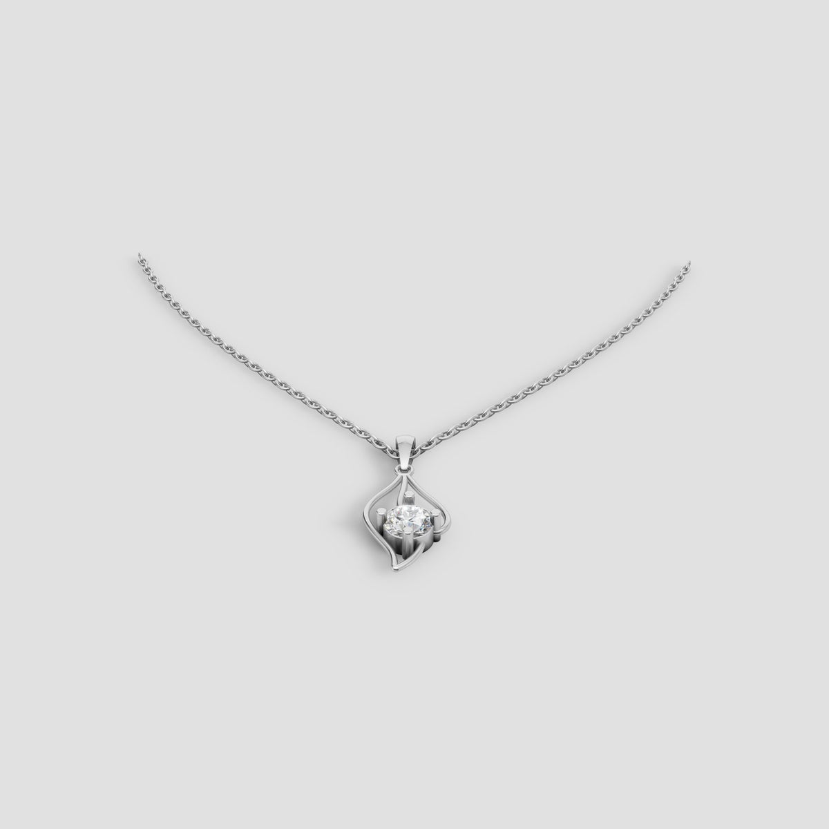 Flame Solitaire Pendant in White Gold