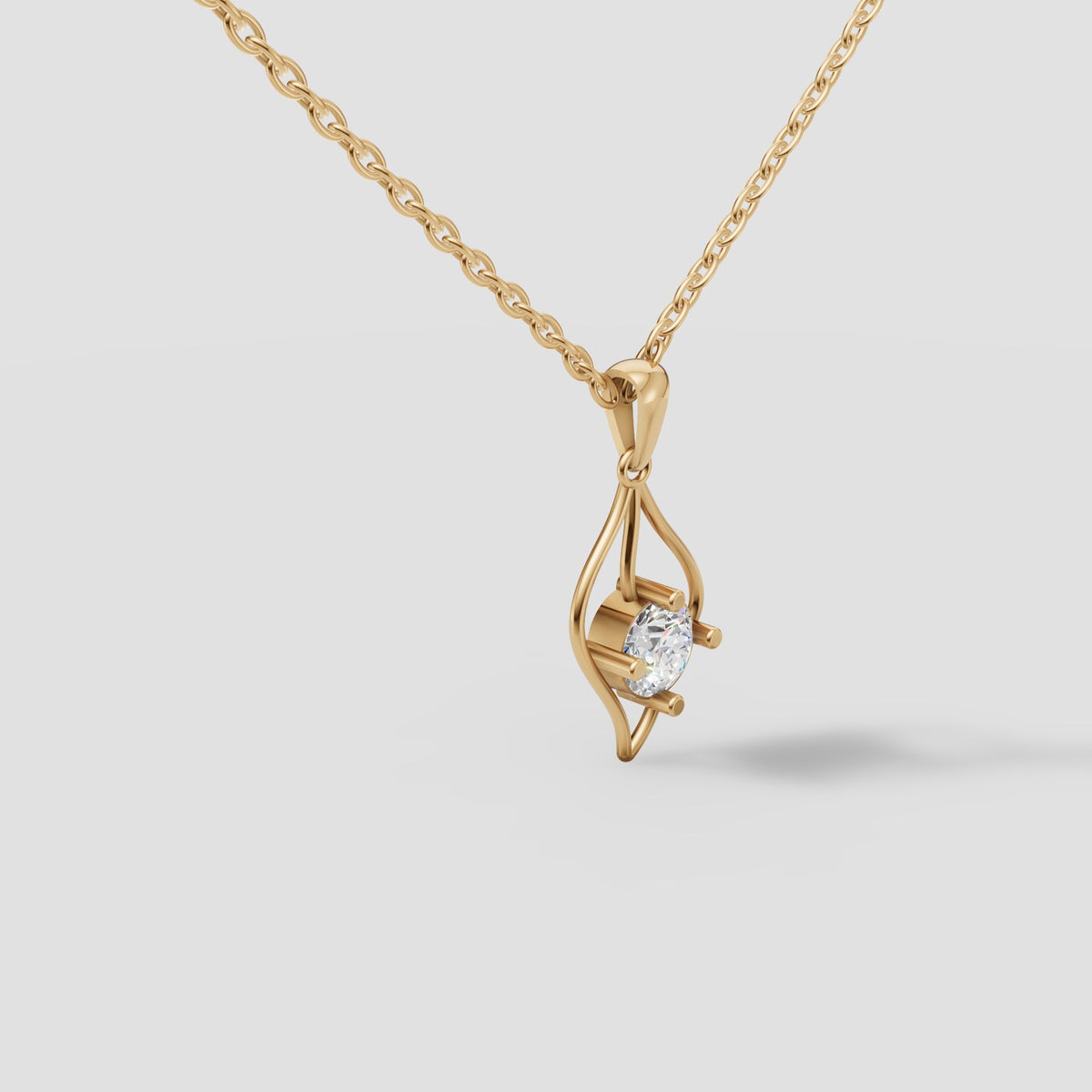 Flame Solitaire Pendant in Yellow Gold