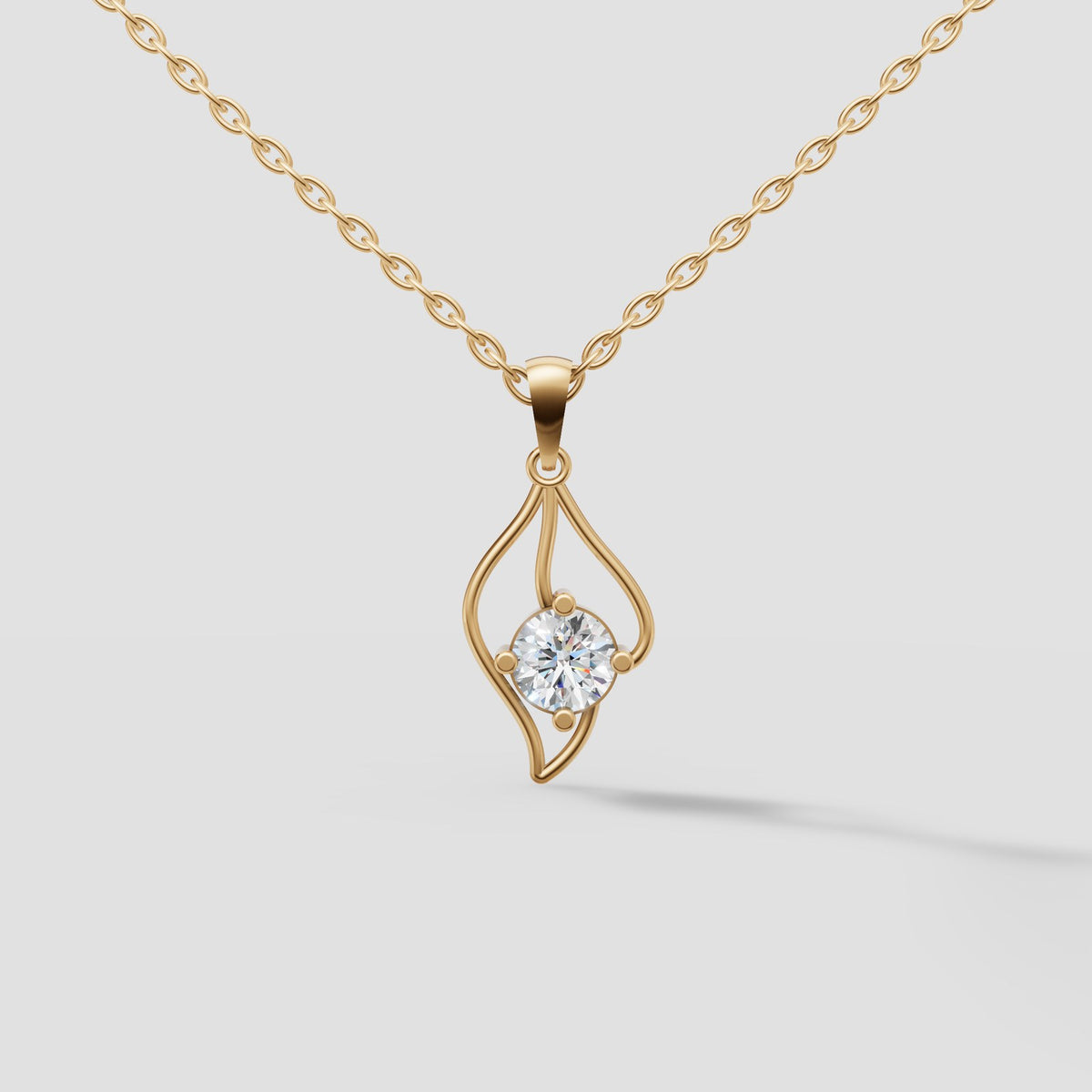 Flame Solitaire Pendant in Yellow Gold