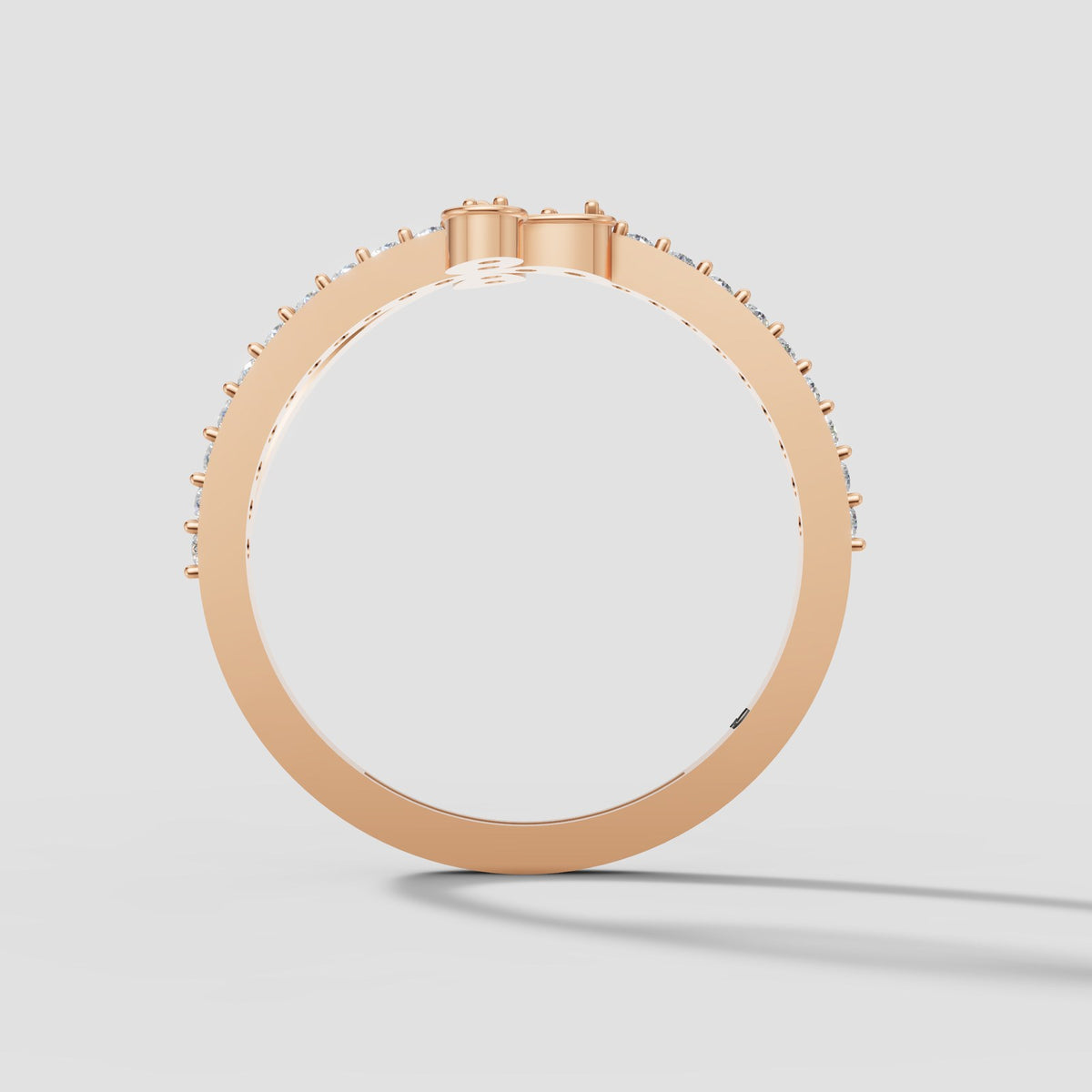 Fleur Clover Pave Ring in Rose Gold