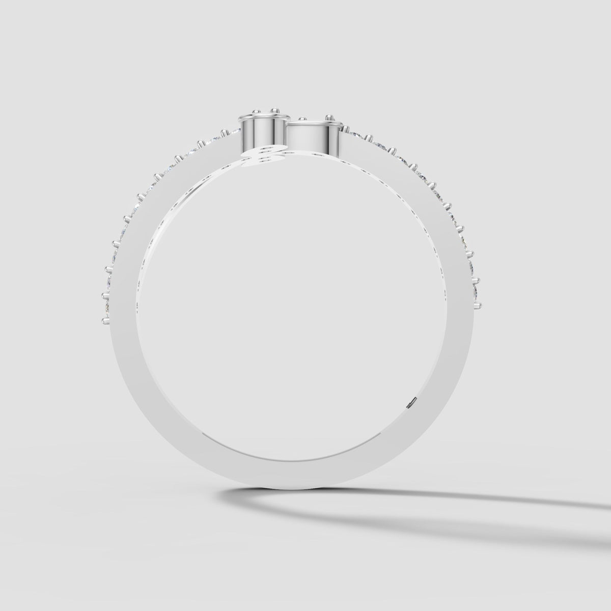 Fleur Clover Pave Ring in White Gold
