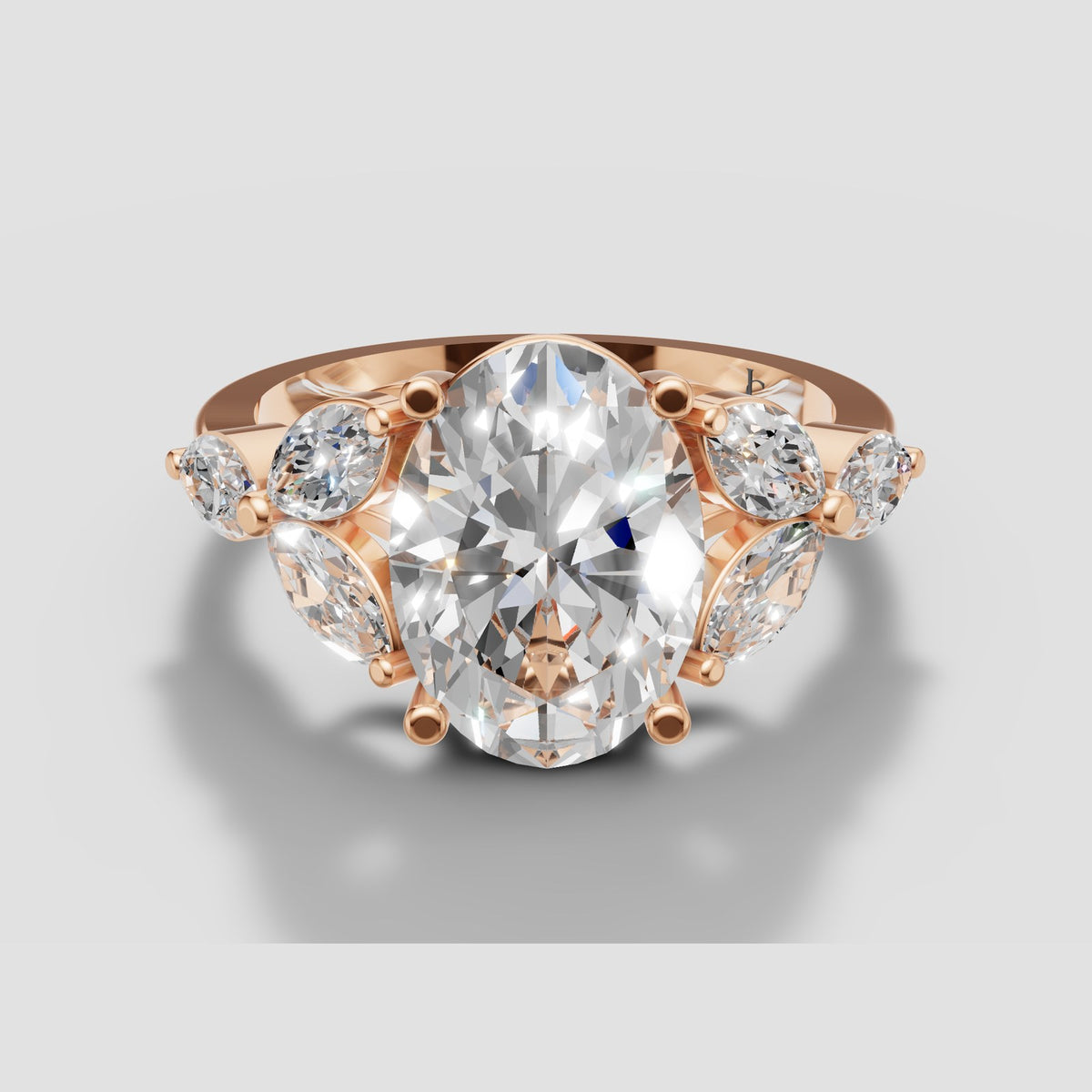 Freya Oval and Marquise Ring in Rose Gold