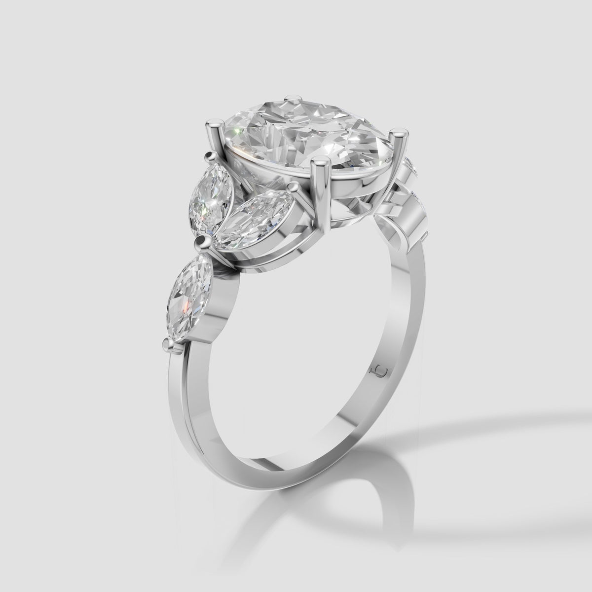 Freya Oval and Marquise Ring in White Gold