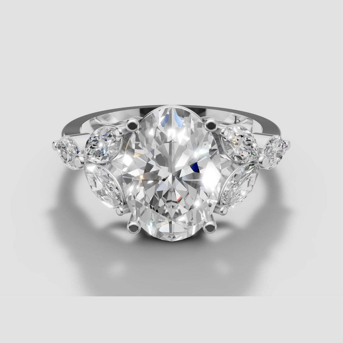 Freya Oval and Marquise Ring in White Gold