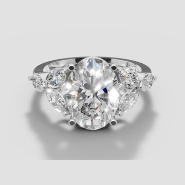 Freya Oval and Marquise Ring in White Gold