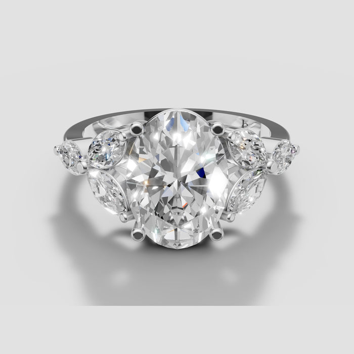 Freya Oval and Marquise Ring in White Gold