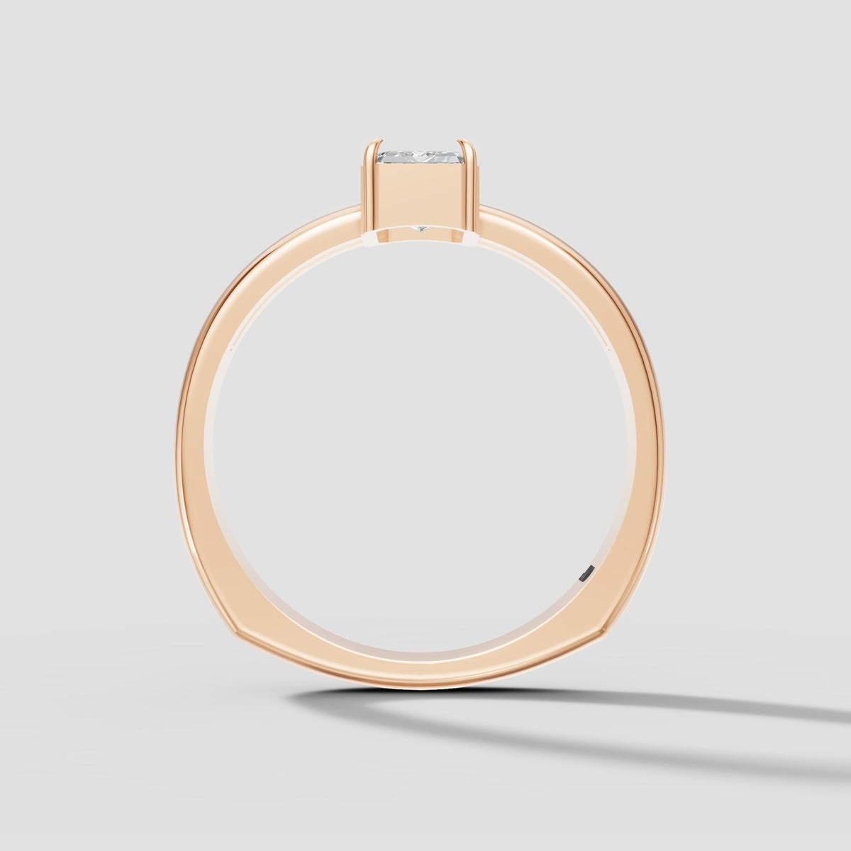 Greta Emerald Wide Band in Rose Gold