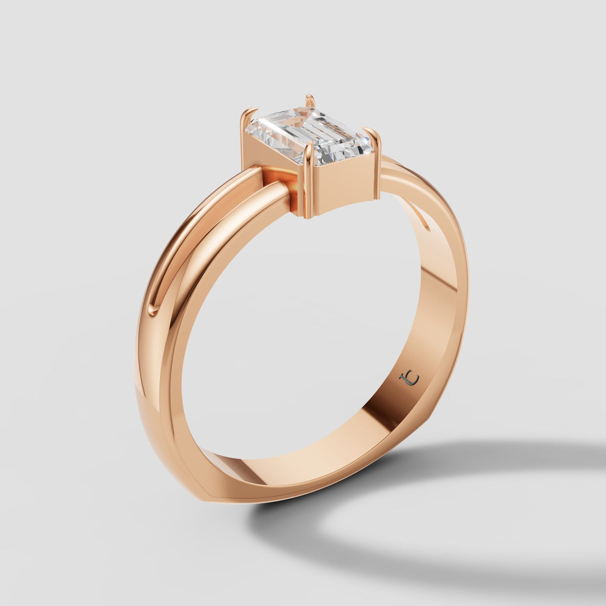 Greta Emerald Wide Band in Rose Gold