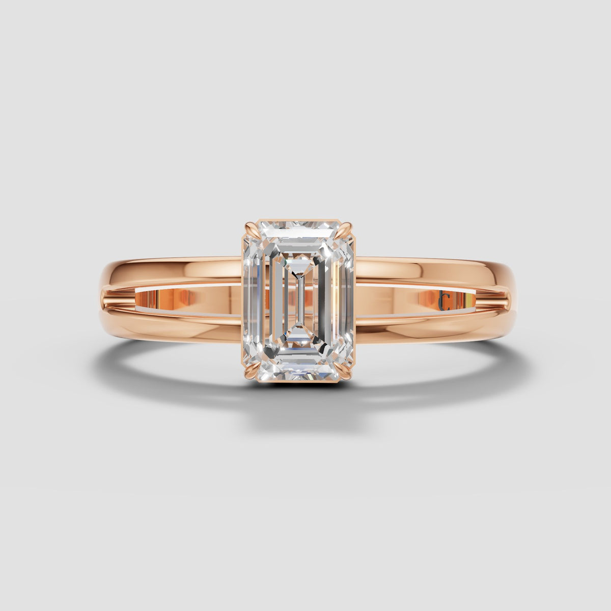 Greta Emerald Wide Band in Rose Gold