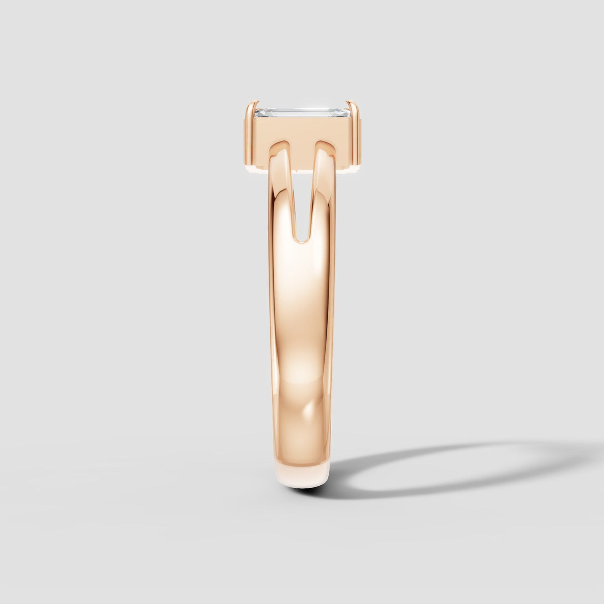Greta Emerald Wide Band in Rose Gold