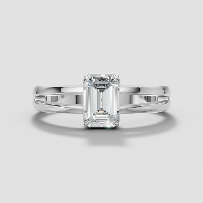 Greta Emerald Wide Band in White Gold
