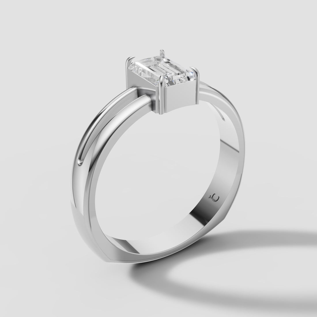 Greta Emerald Wide Band in White Gold