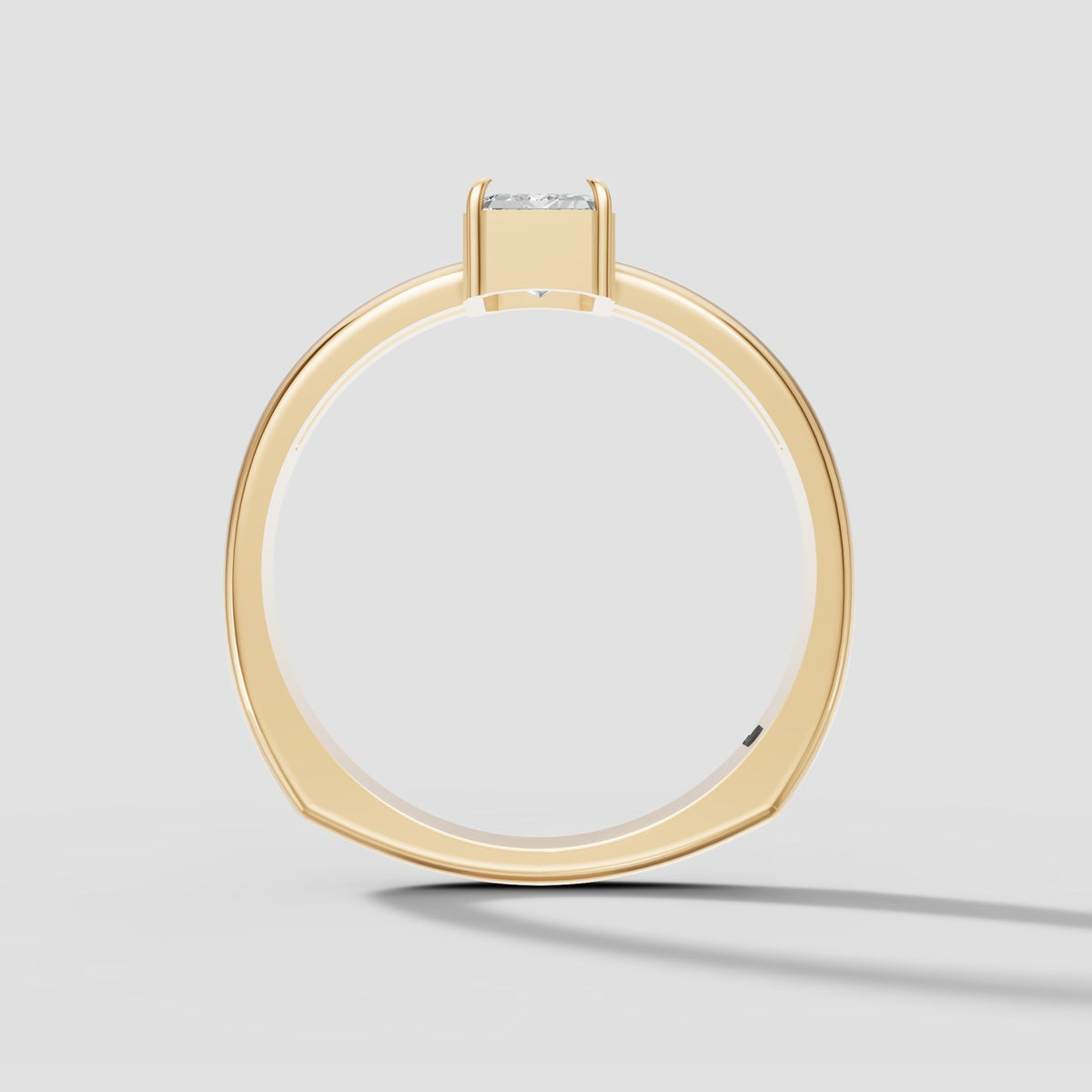 Greta Emerald Wide Band in Yellow Gold