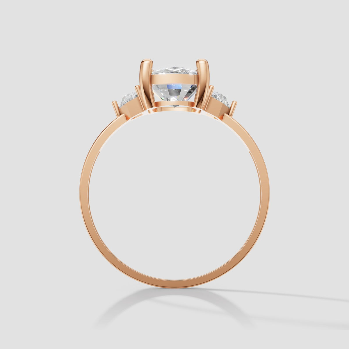 Hazel Cushion Three Stone in Rose Gold