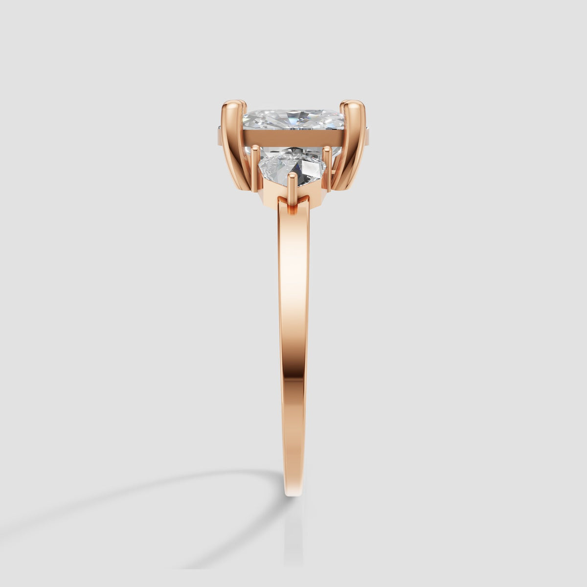 Hazel Cushion Three Stone in Rose Gold