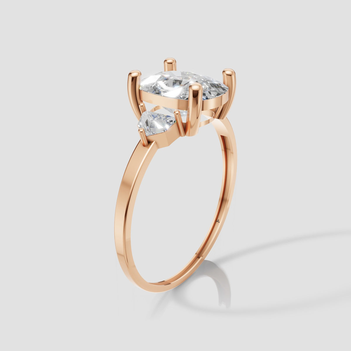 Hazel Cushion Three Stone in Rose Gold