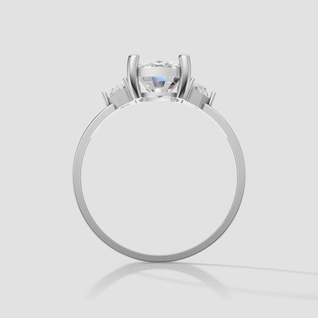 Hazel Cushion Three Stone in White Gold