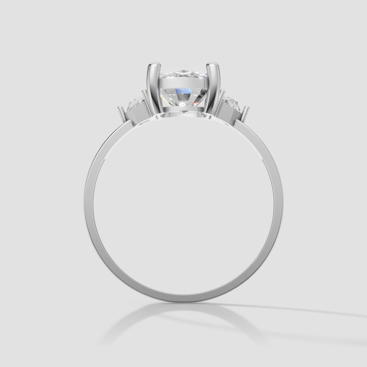 Hazel Cushion Three Stone in White Gold