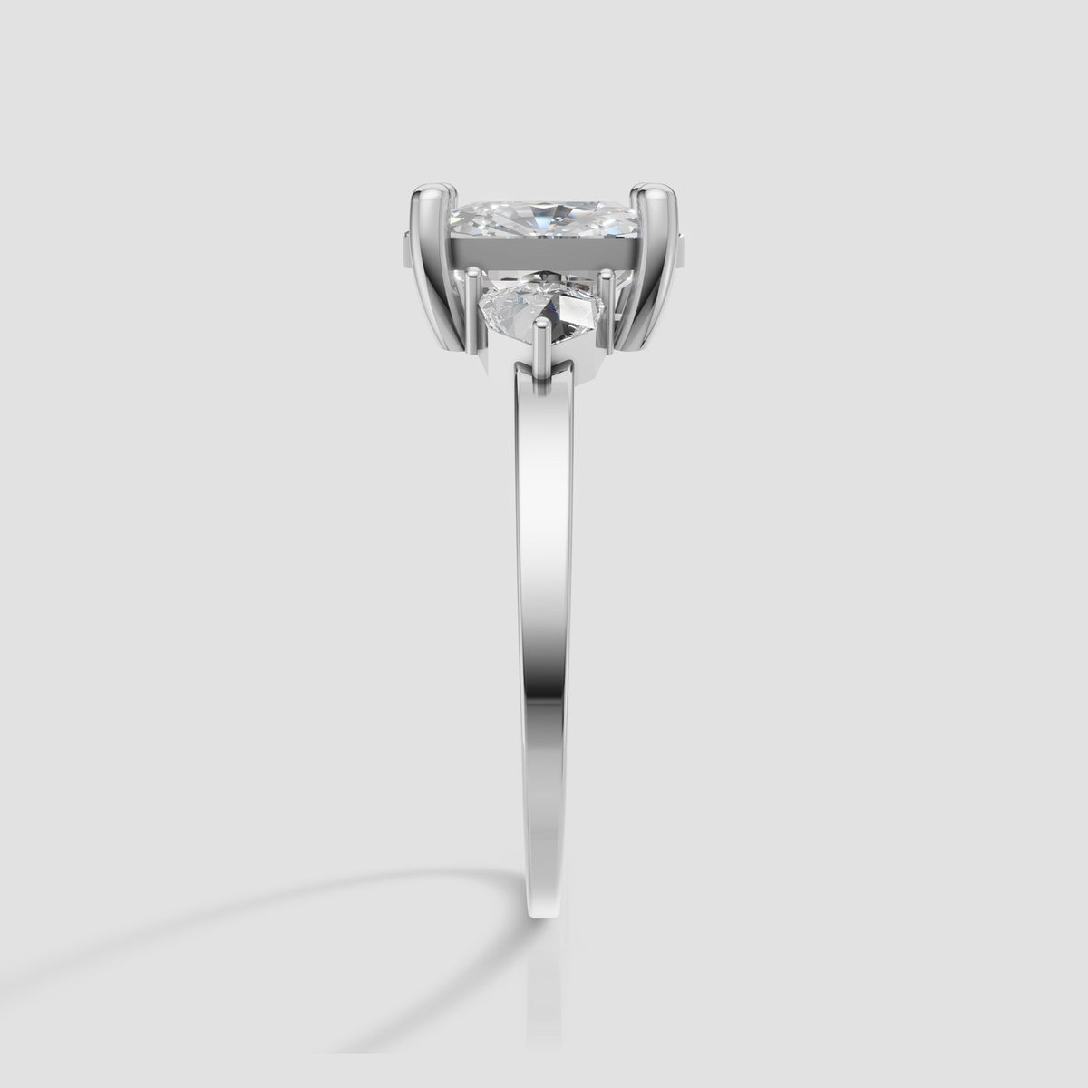 Hazel Cushion Three Stone in White Gold