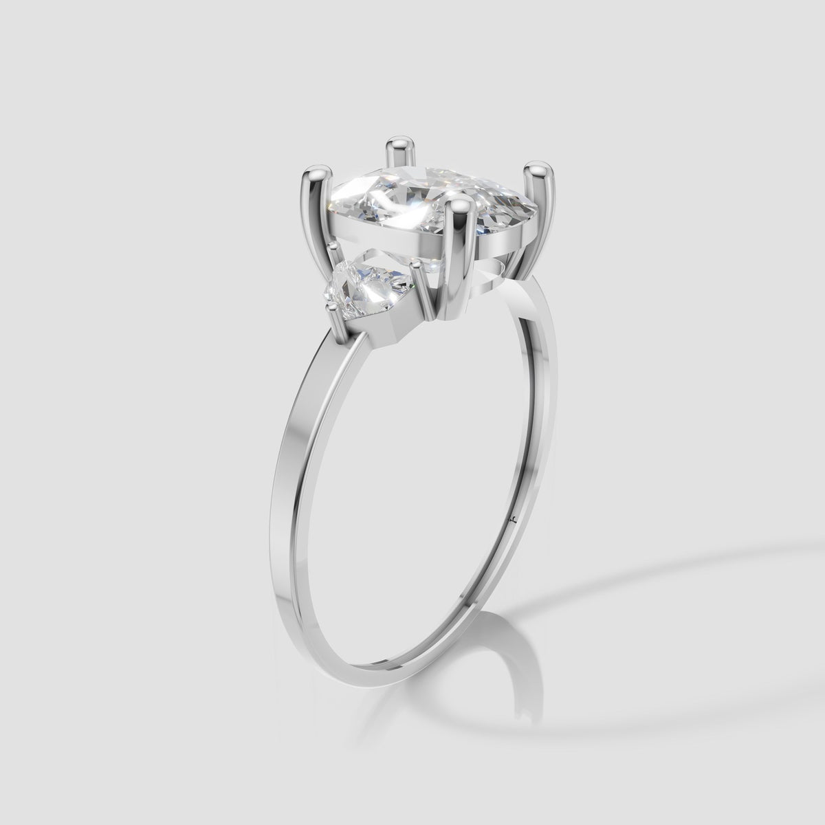 Hazel Cushion Three Stone in White Gold