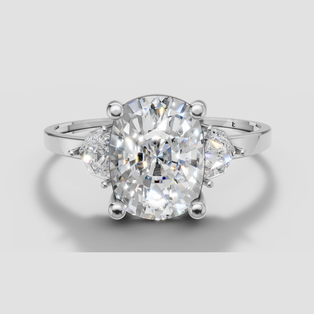 Hazel Cushion Three Stone in White Gold