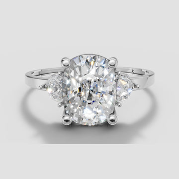 Hazel Cushion Three Stone in White Gold