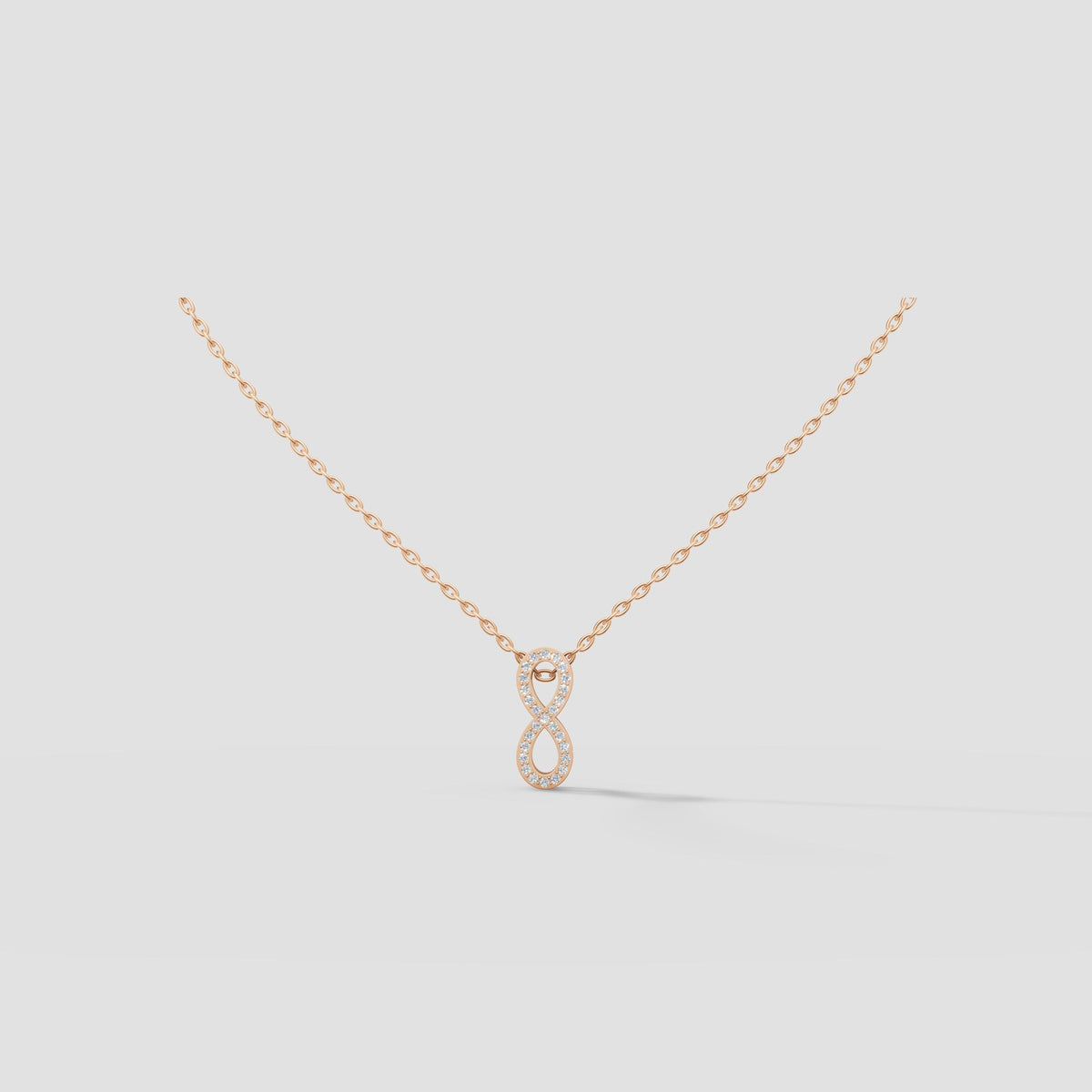 Infinity Pave Necklace in Rose Gold