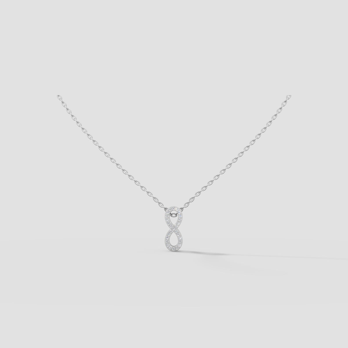 Infinity Pave Necklace in White Gold
