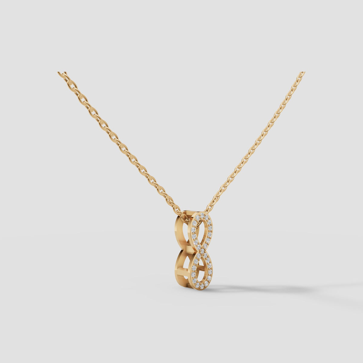 Infinity Pave Necklace in Yellow Gold