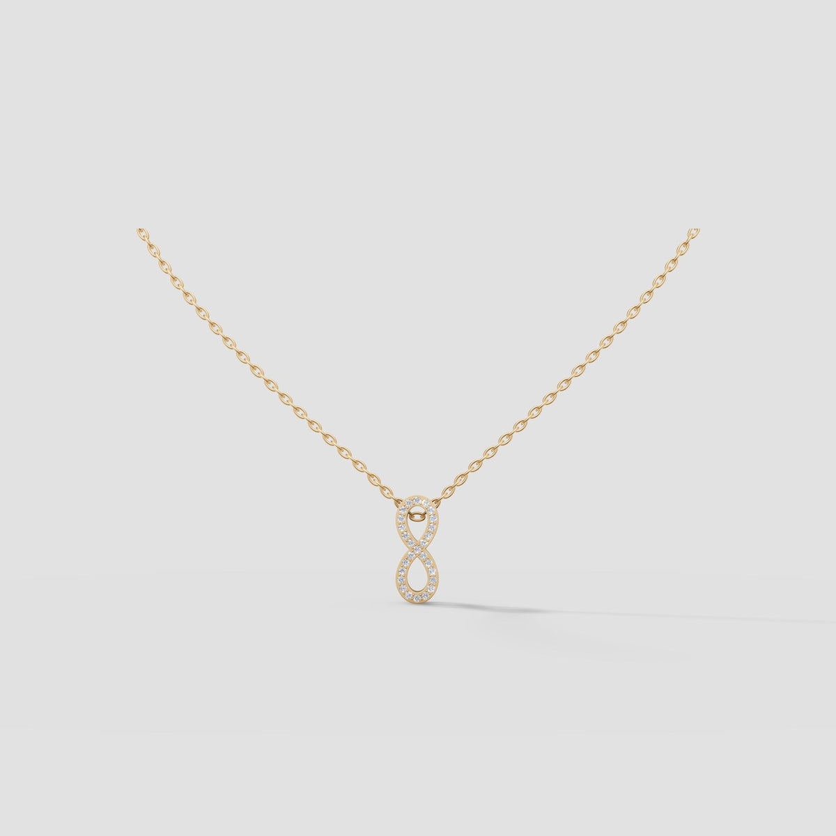 Infinity Pave Necklace in Yellow Gold
