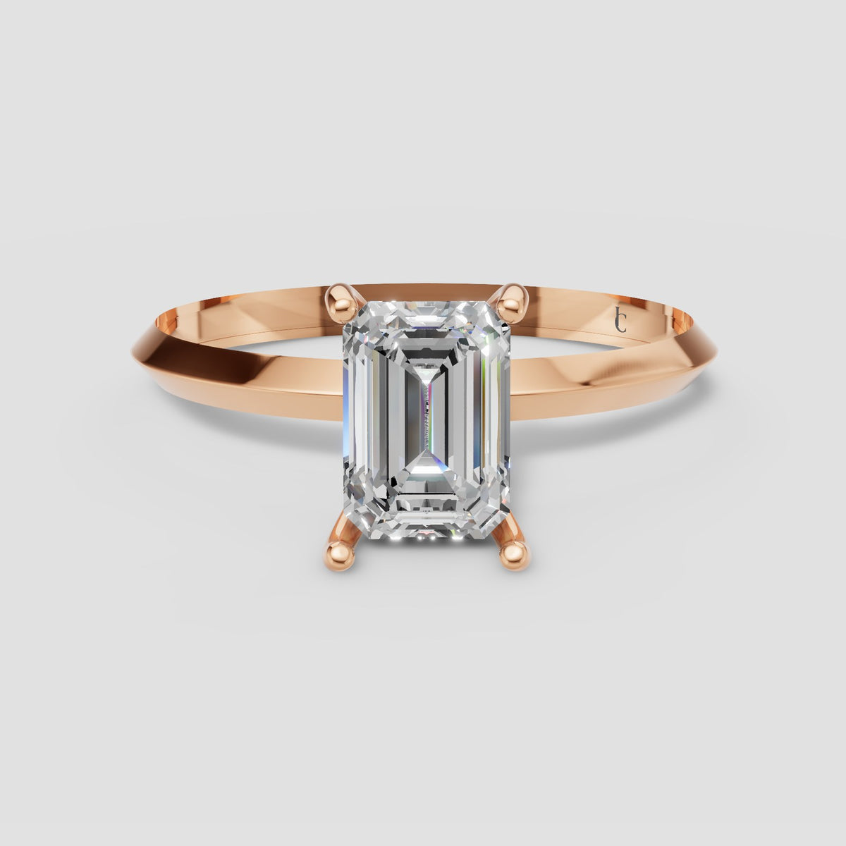 Iris Emerald Solitaire in Rose Gold