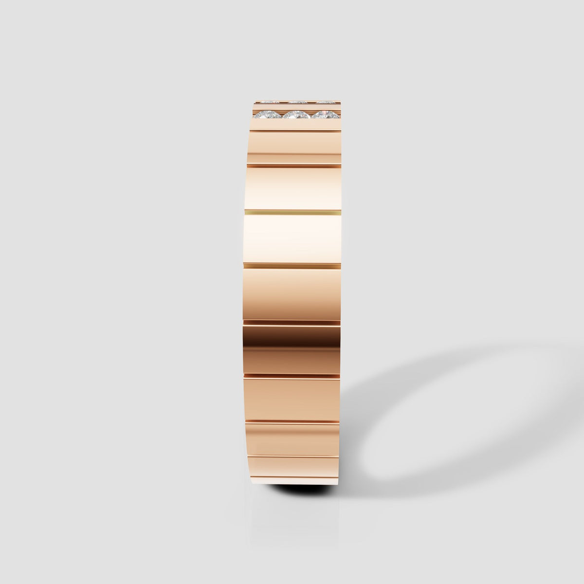 Jasper Channel Line Band in Rose Gold