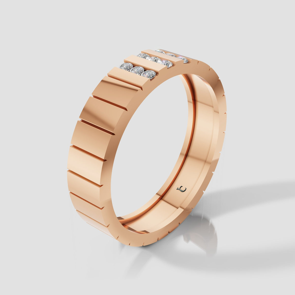 Jasper Channel Line Band in Rose Gold