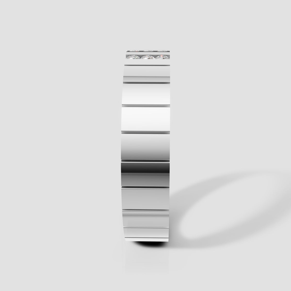 Jasper Channel Line Band in White Gold