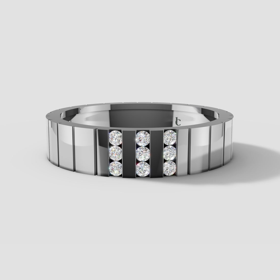 Jasper Channel Line Band in White Gold
