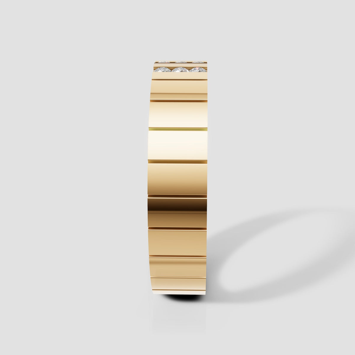 Jasper Channel Line Band in Yellow Gold