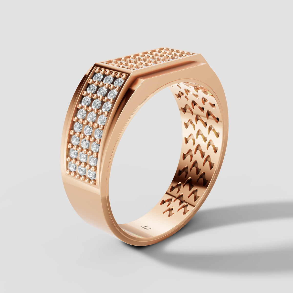 Kingsley Pave Panel Ring in Rose Gold