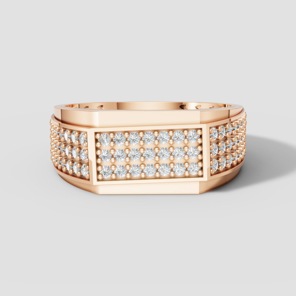 Kingsley Pave Panel Ring in Rose Gold