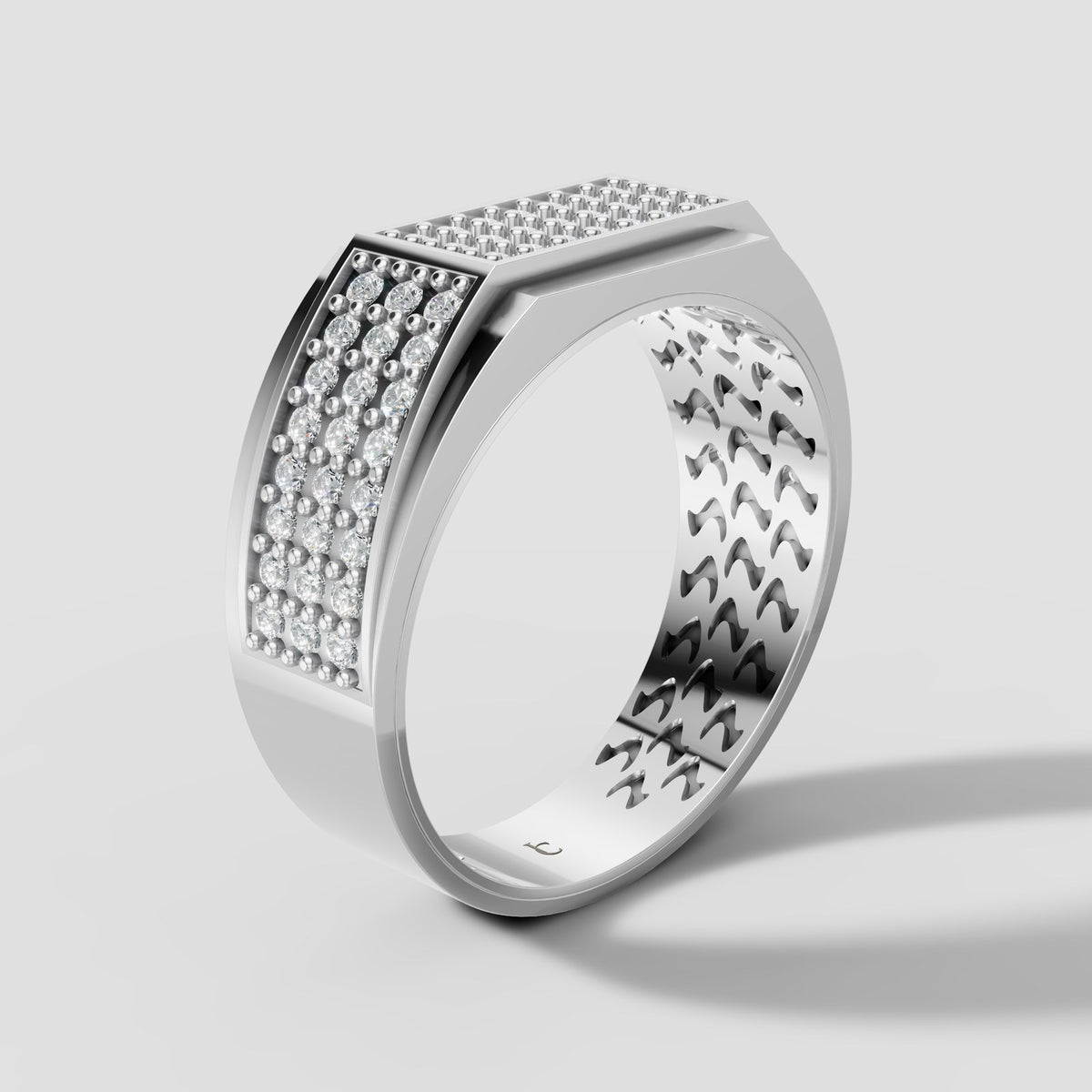 Kingsley Pave Panel Ring in White Gold
