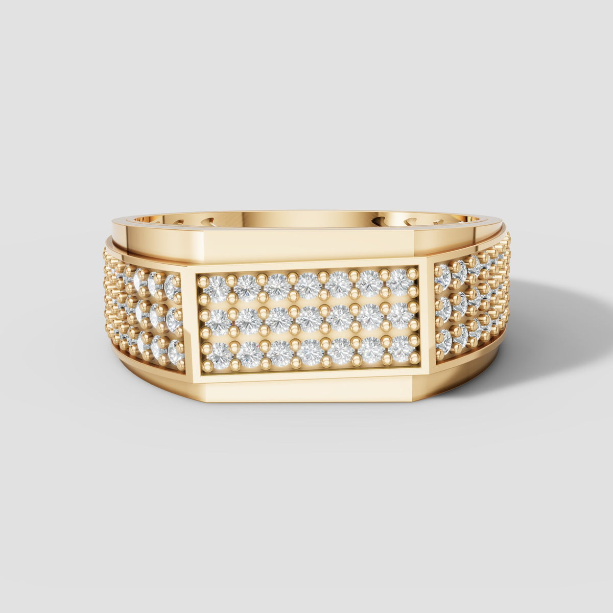 Kingsley Pave Panel Ring in Yellow Gold