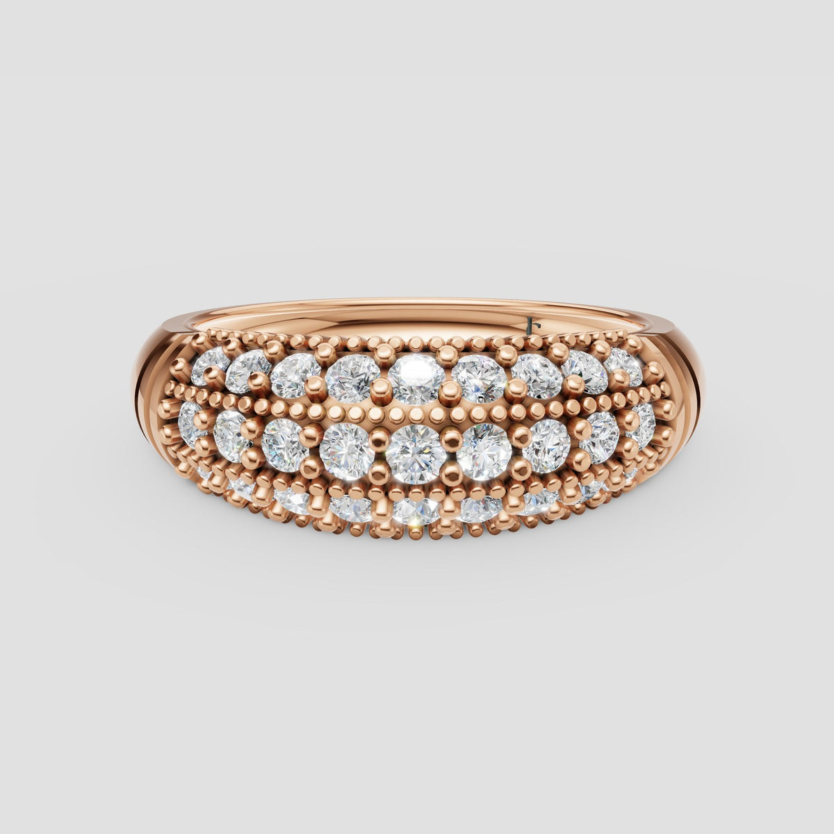 Leo Domed Pave Band in Rose Gold