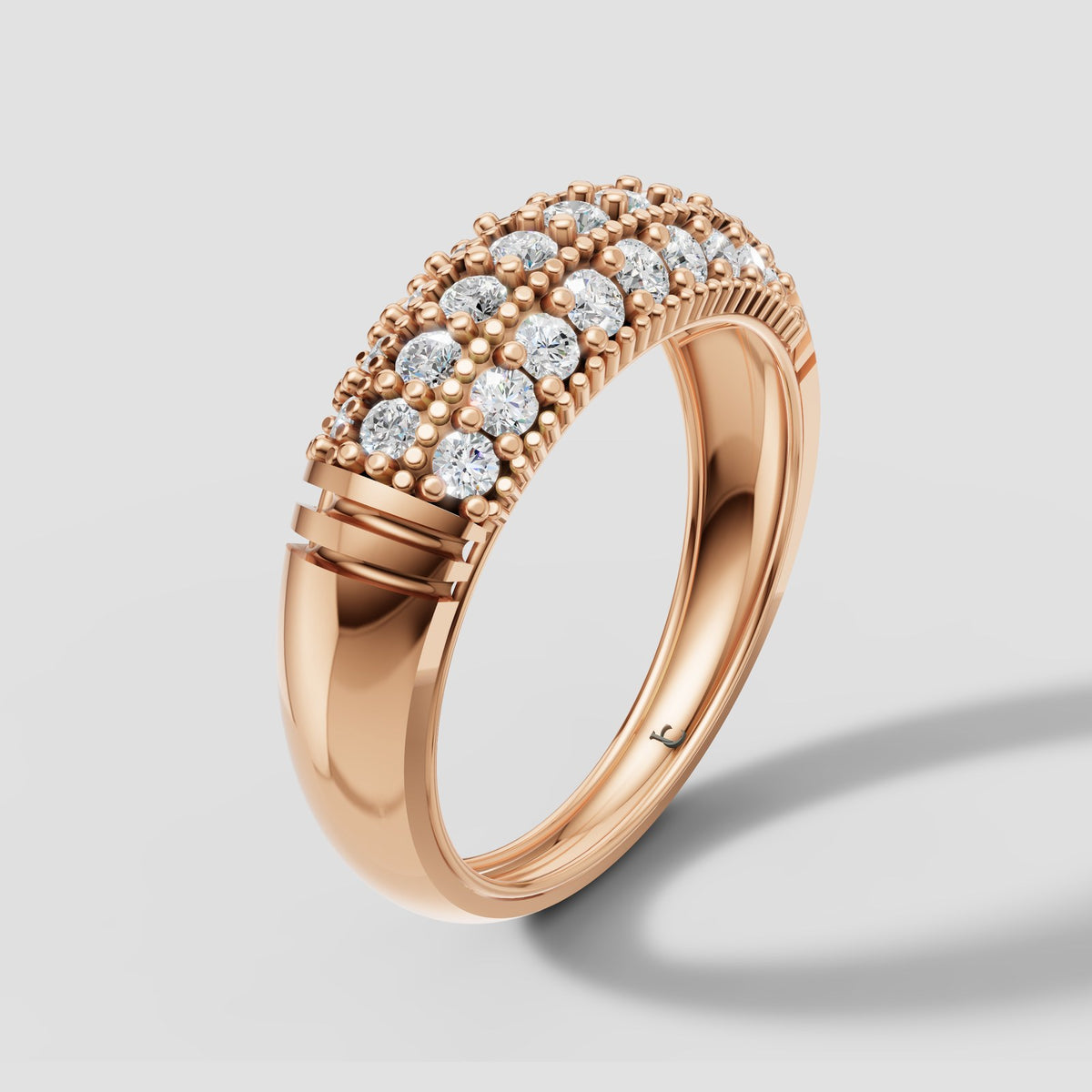 Leo Domed Pave Band in Rose Gold