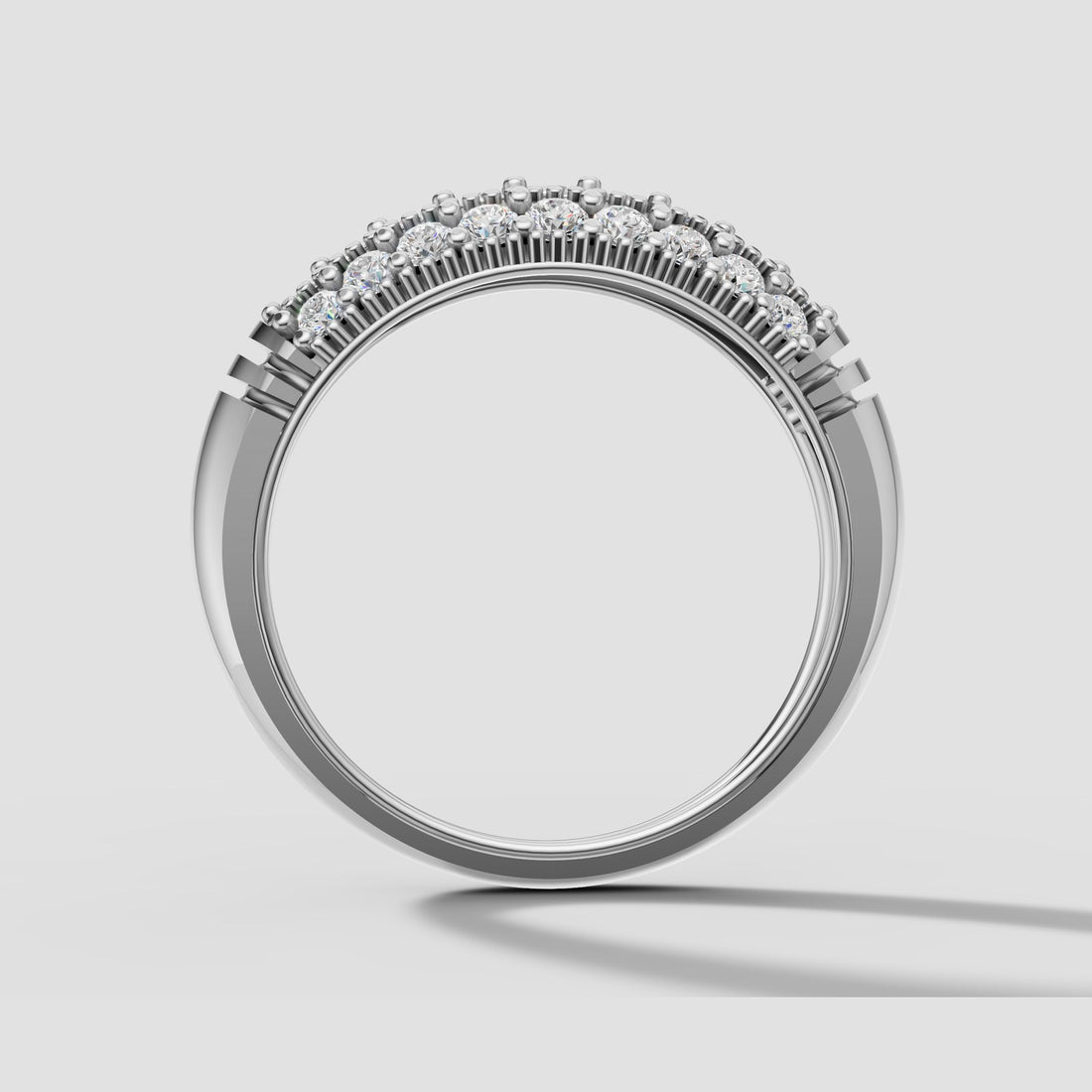 Leo Domed Pave Band in White Gold
