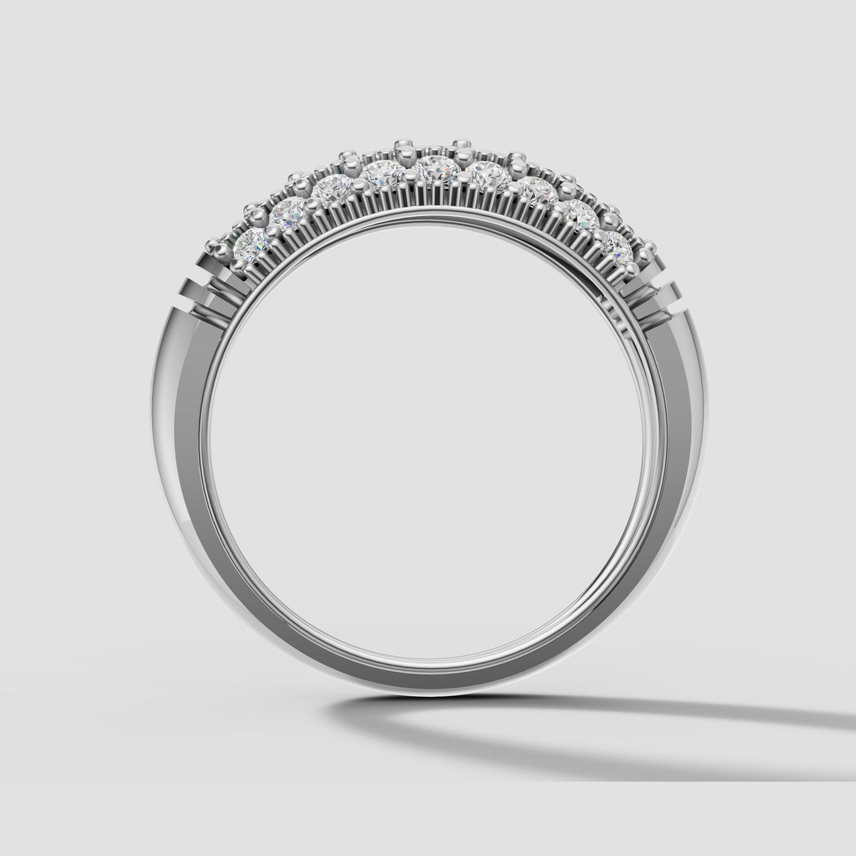 Leo Domed Pave Band in White Gold