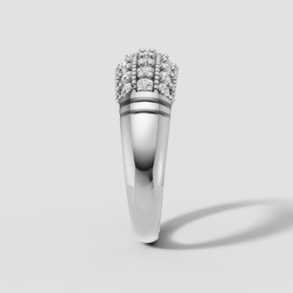 Leo Domed Pave Band in White Gold